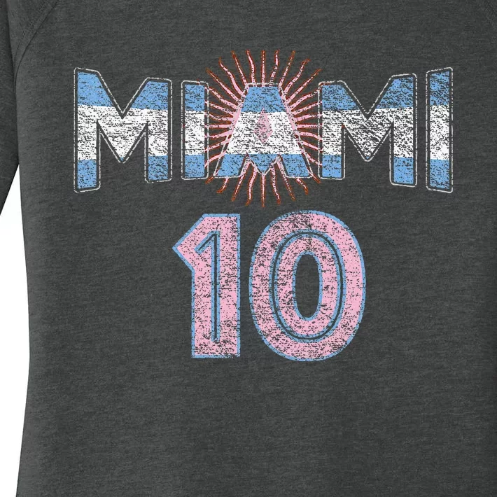 City Of Miami Argentina Blue Pink Sun 10 Flag Women's Perfect Tri Tunic Long Sleeve Shirt