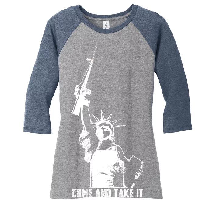 Come & Take It Liberty Gun & Second Amendment Women's Tri-Blend 3/4-Sleeve Raglan Shirt