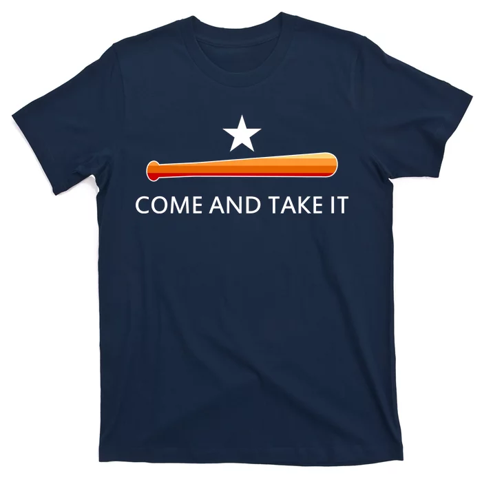 Come and Take It Houston Vintage Baseball Bat Flag Baseball Sleeve Shirt