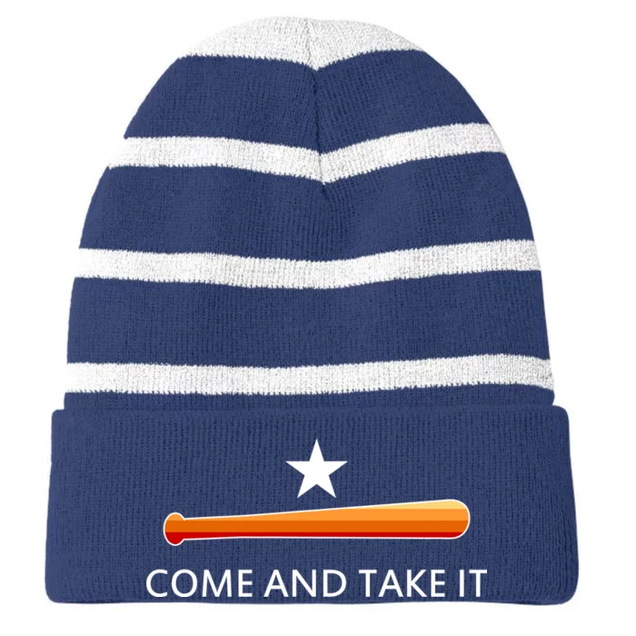 Come and Take It Houston Vintage Baseball Bat Flag Striped Beanie with Solid Band