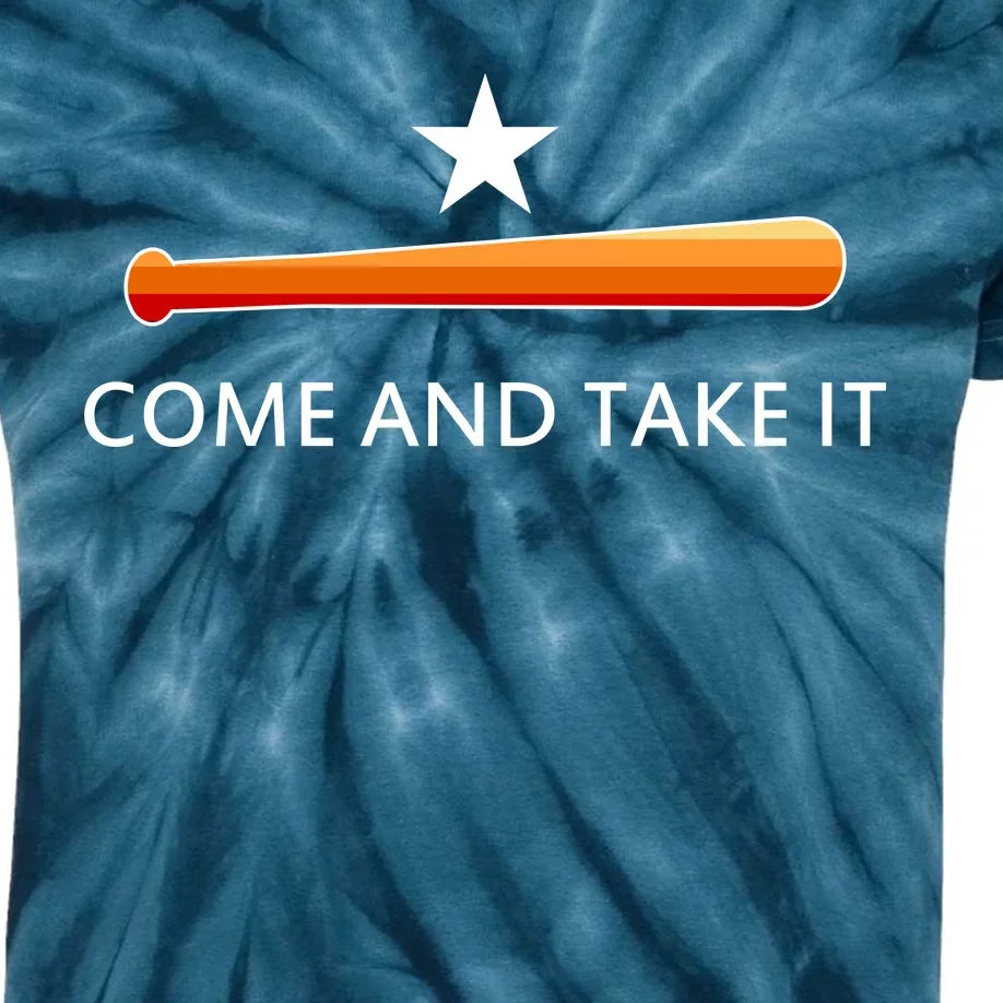 Come and Take It Houston Vintage Baseball Bat Flag Kids Tie-Dye T-Shirt