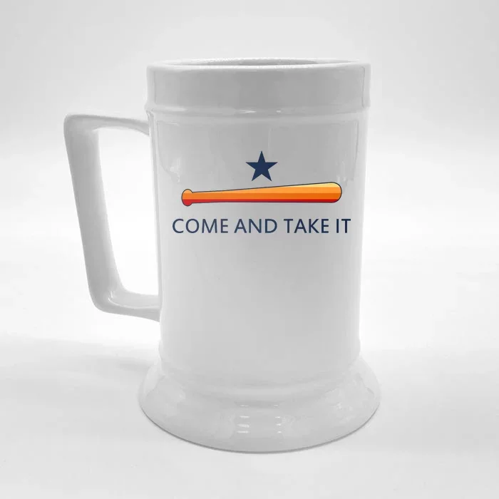 Come and Take It Houston Vintage Baseball Bat Flag Front & Back Beer Stein