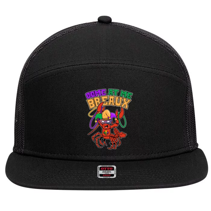 Come At Me Breaux Mardi Gras Crawfish 7 Panel Mesh Trucker Snapback Hat