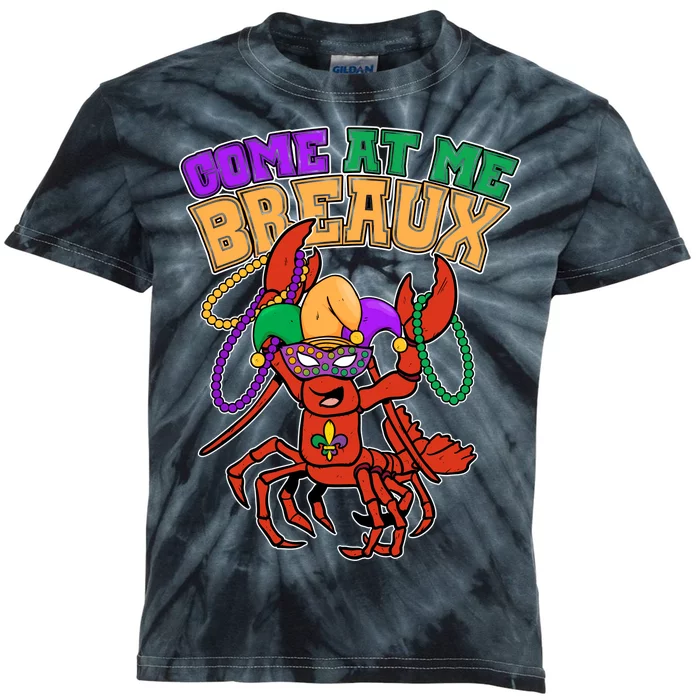 Come At Me Breaux Mardi Gras Crawfish Kids Tie-Dye T-Shirt