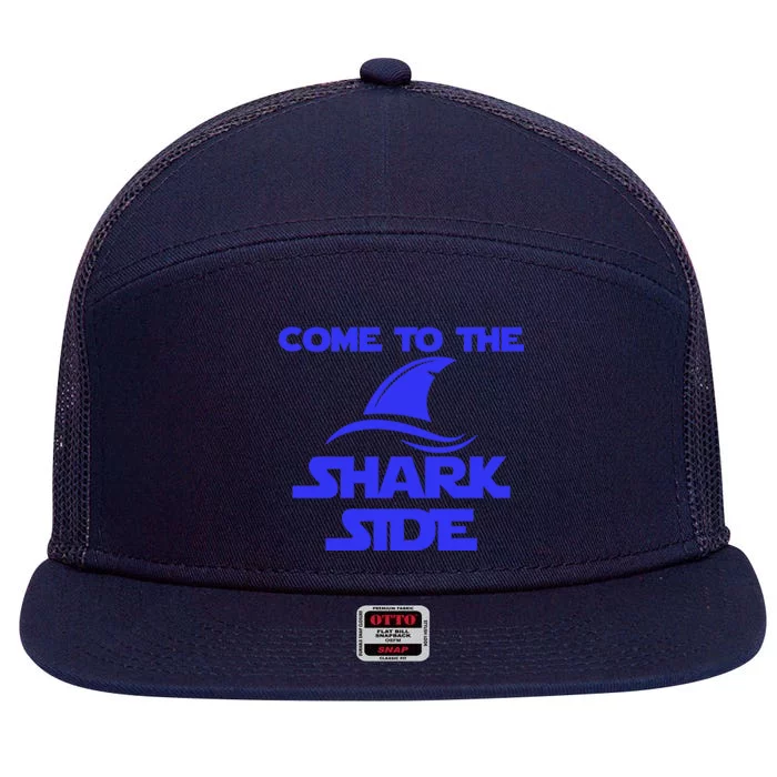 Come To The Shark Side Funny 7 Panel Mesh Trucker Snapback Hat