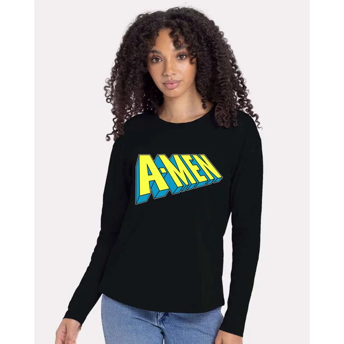 Comic Superhero Styled A-MEN Womens Cotton Relaxed Long Sleeve T-Shirt