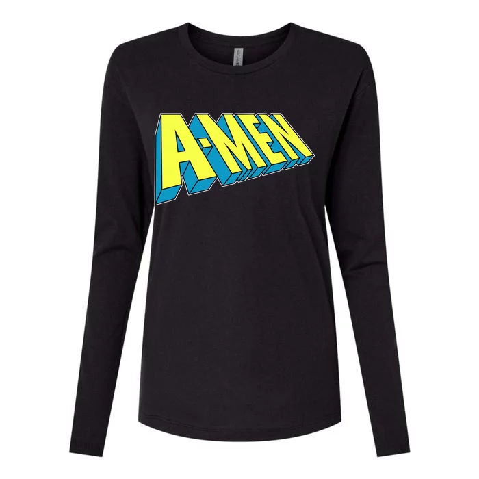 Comic Superhero Styled A-MEN Womens Cotton Relaxed Long Sleeve T-Shirt