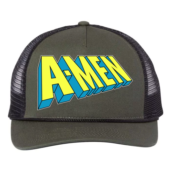 Comic Superhero Styled A-MEN Retro Rope Trucker Hat Cap