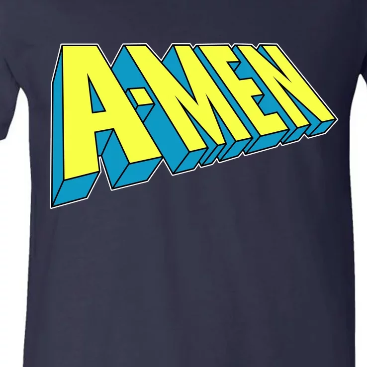 Comic Superhero Styled A-MEN V-Neck T-Shirt