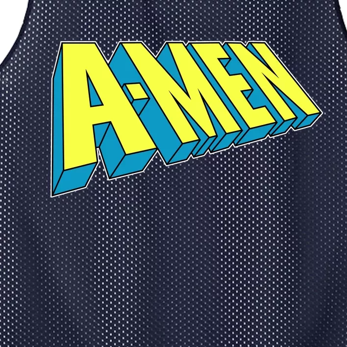 Comic Superhero Styled A-MEN Mesh Reversible Basketball Jersey Tank