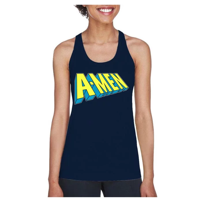 Comic Superhero Styled A-MEN Women's Racerback Tank