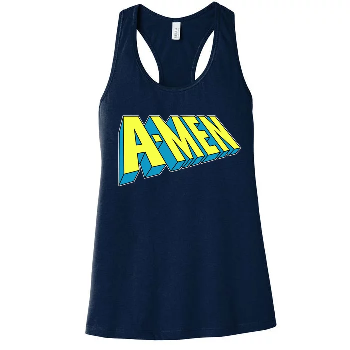 Comic Superhero Styled A-MEN Women's Racerback Tank