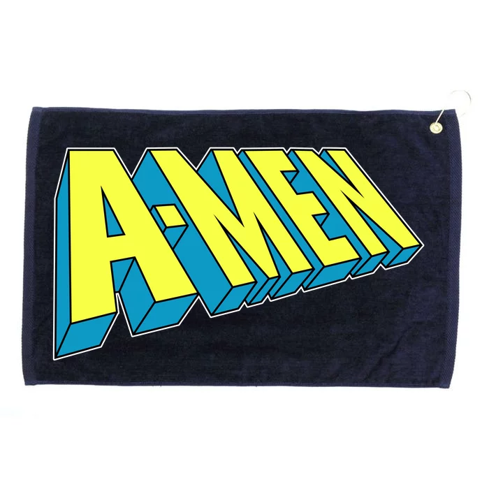 Comic Superhero Styled A-MEN Grommeted Golf Towel