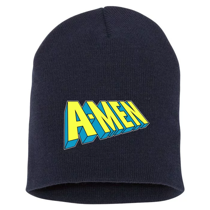 Comic Superhero Styled A-MEN Short Acrylic Beanie