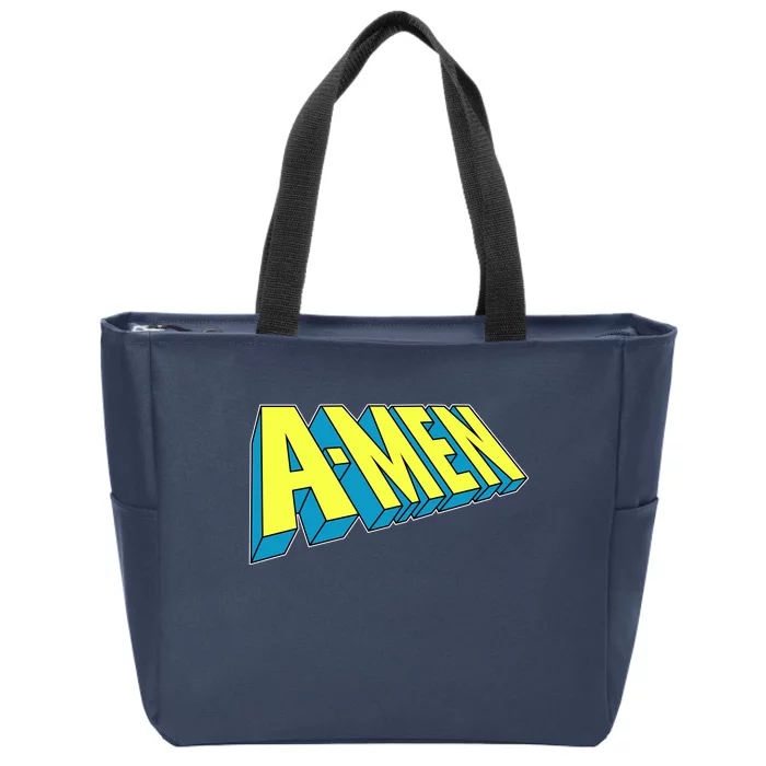 Comic Superhero Styled A-MEN Zip Tote Bag