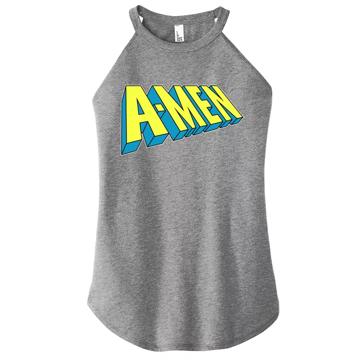 Comic Superhero Styled A-MEN Women’s Perfect Tri Rocker Tank