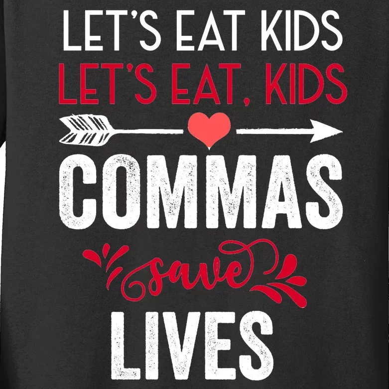 Commas Save Lives Funny Kids Long Sleeve Shirt