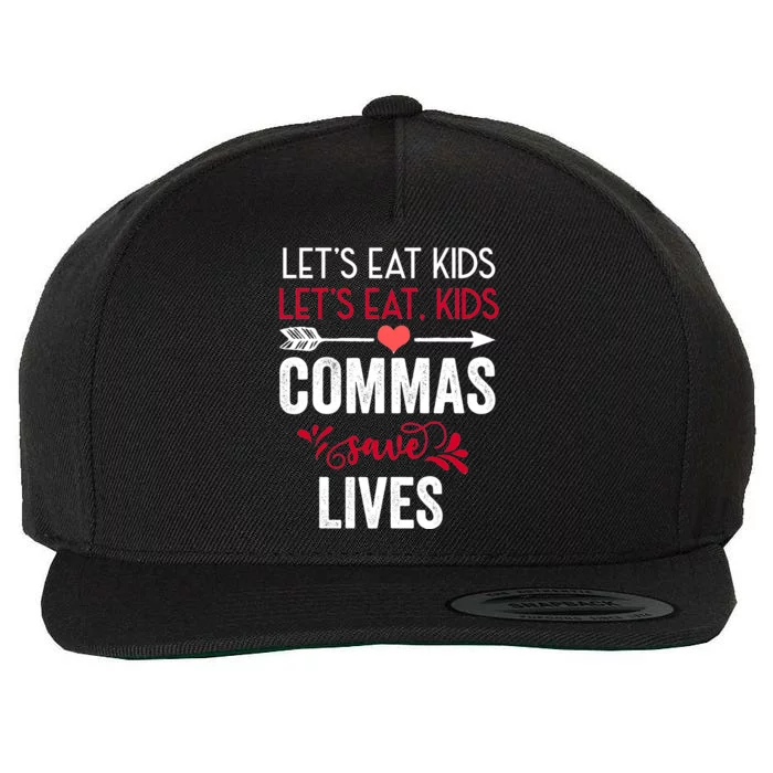 Commas Save Lives Funny Wool Snapback Cap