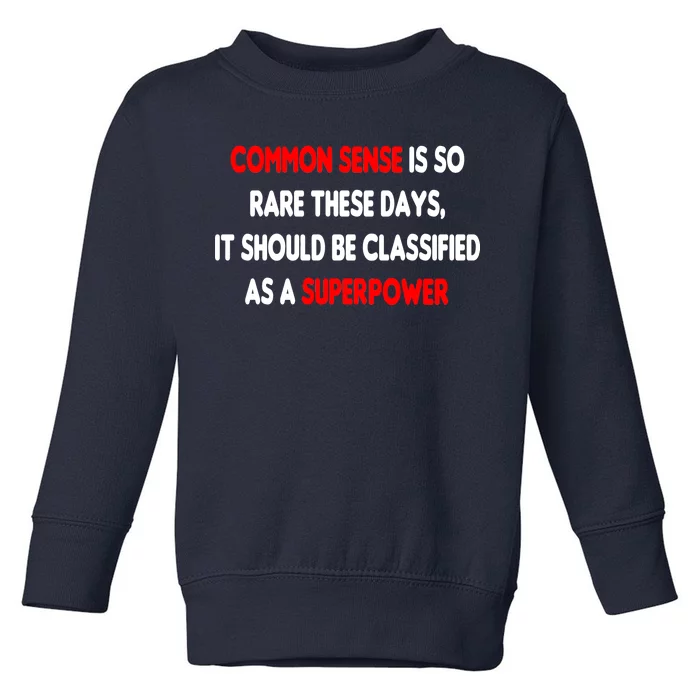 Common Sense Is A Superpower Toddler Sweatshirt