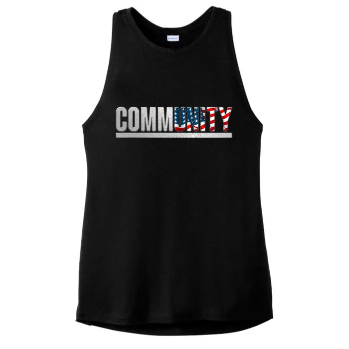 Community USA Flag Ladies Tri-Blend Wicking Tank