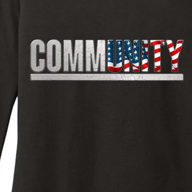 Community USA Flag Womens CVC Long Sleeve Shirt