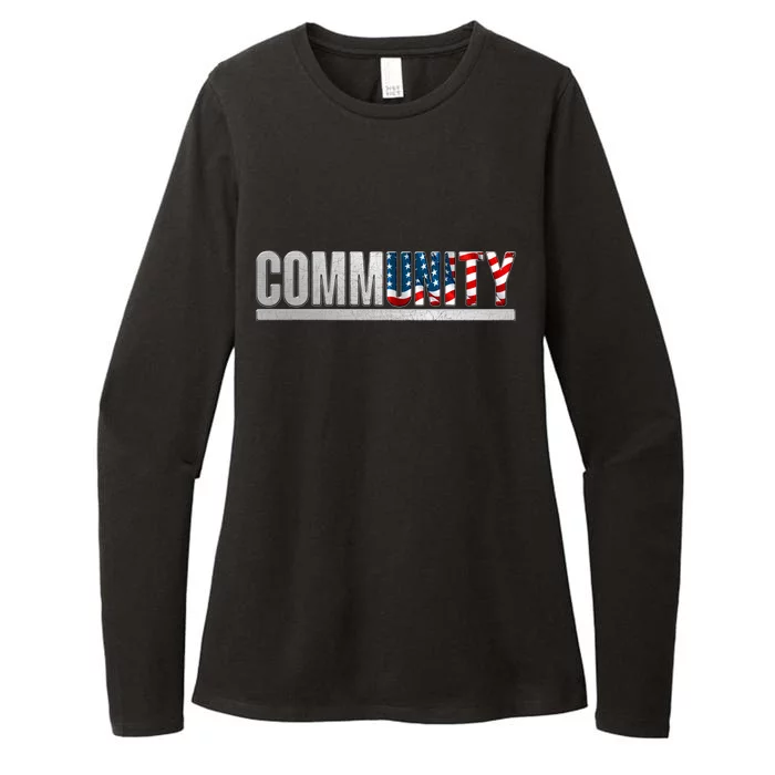 Community USA Flag Womens CVC Long Sleeve Shirt