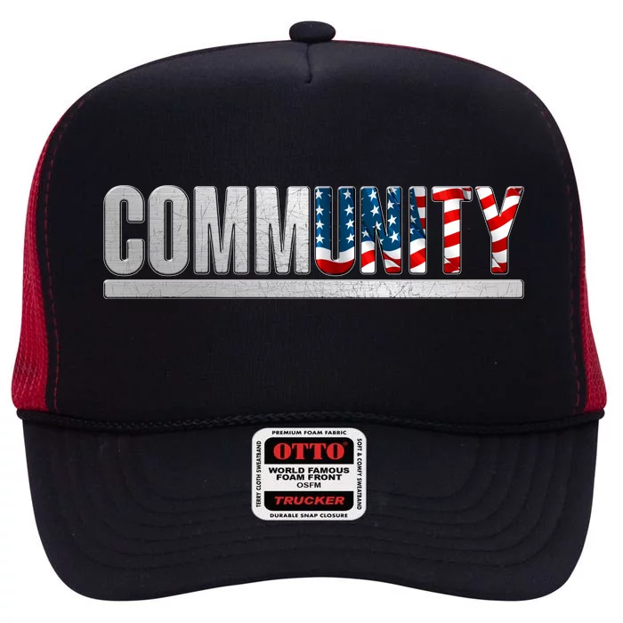 Community USA Flag High Crown Mesh Trucker Hat