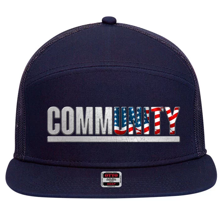 Community USA Flag 7 Panel Mesh Trucker Snapback Hat