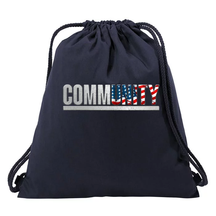 Community USA Flag Drawstring Bag