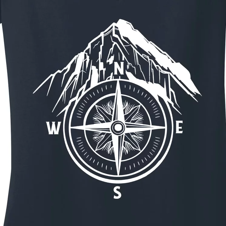 Compass Guide Mountain Women's V-Neck T-Shirt