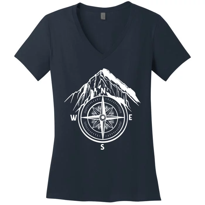 Compass Guide Mountain Women's V-Neck T-Shirt