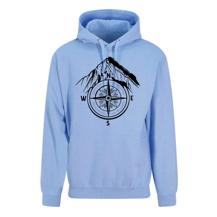 Compass Guide Mountain Unisex Surf Hoodie