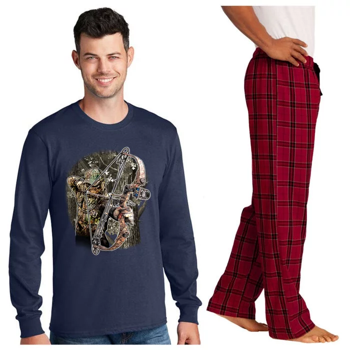 Compound Bow And Arrow Hunter Long Sleeve Pajama Set