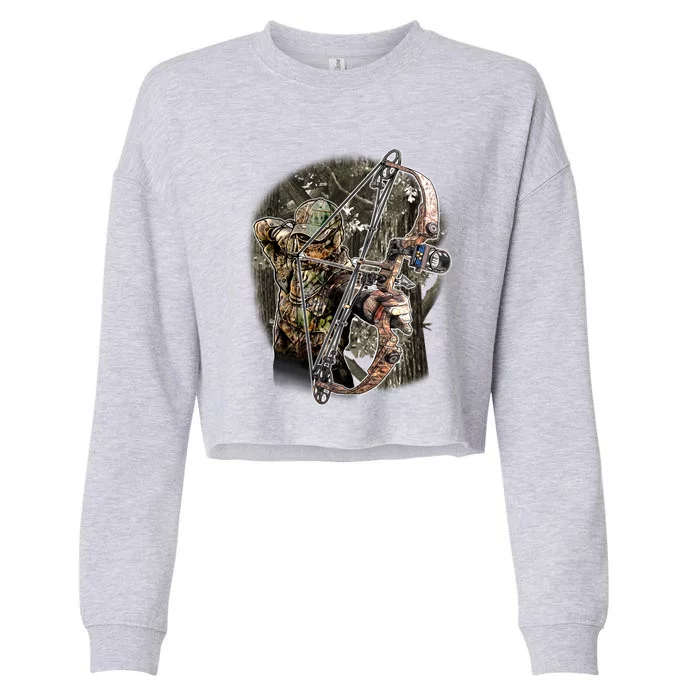 Compound Bow And Arrow Hunter Cropped Pullover Crew