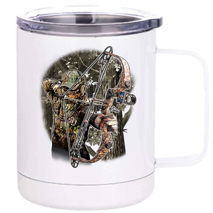 Compound Bow And Arrow Hunter Front & Back 12oz Stainless Steel Tumbler Cup