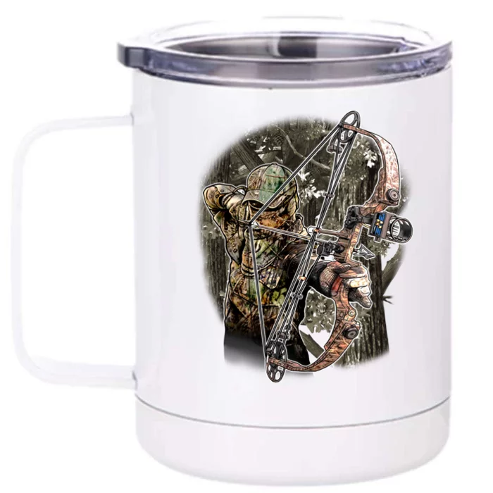 Compound Bow And Arrow Hunter Front & Back 12oz Stainless Steel Tumbler Cup