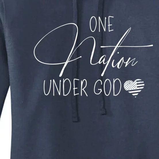 Cute One Nation Under God Usa Script Gift Women's Pullover Hoodie