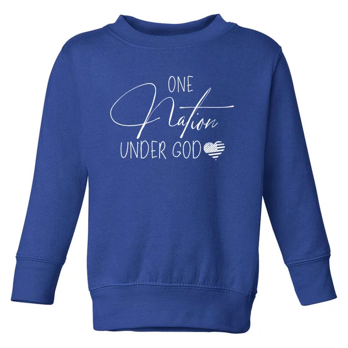 Cute One Nation Under God Usa Script Gift Toddler Sweatshirt