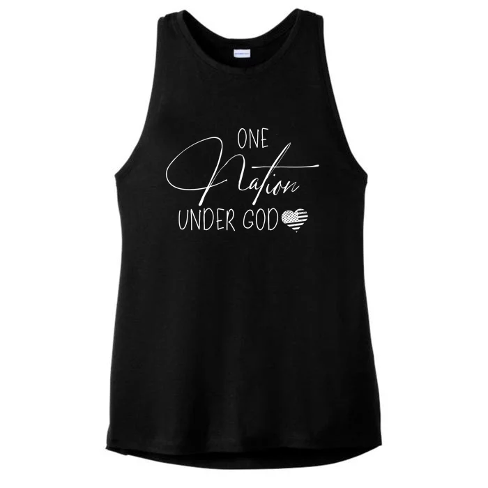 Cute One Nation Under God Usa Script Gift Ladies Tri-Blend Wicking Tank