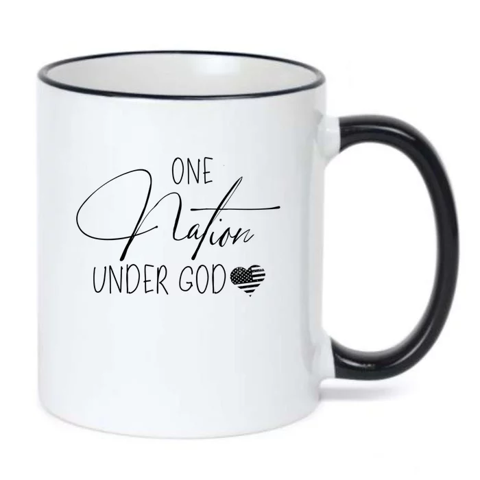 Cute One Nation Under God Usa Script Gift Black Color Changing Mug