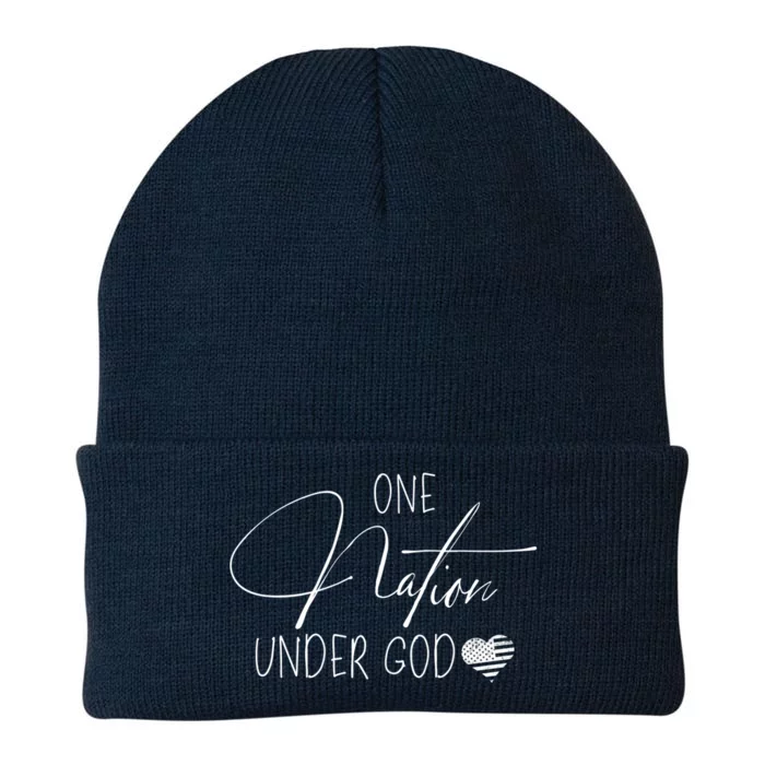 Cute One Nation Under God Usa Script Gift Knit Cap Winter Beanie