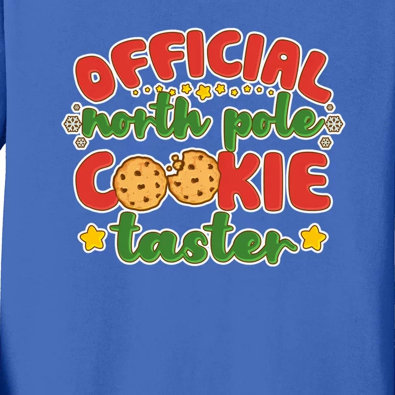 Christmas Official North Pole Cookie Taster Kids Long Sleeve Shirt