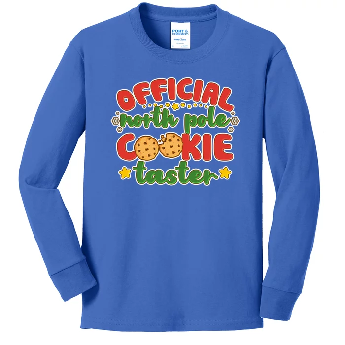 Christmas Official North Pole Cookie Taster Kids Long Sleeve Shirt