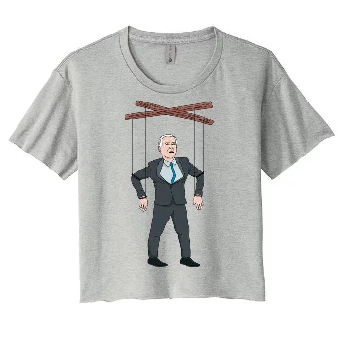 Confused Anti Joe Biden Puppet Funny Women's Crop Top Tee