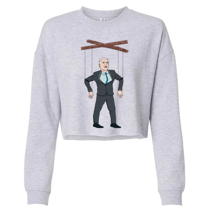 Confused Anti Joe Biden Puppet Funny Cropped Pullover Crew