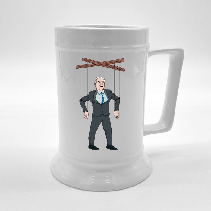 Confused Anti Joe Biden Puppet Funny Front & Back Beer Stein