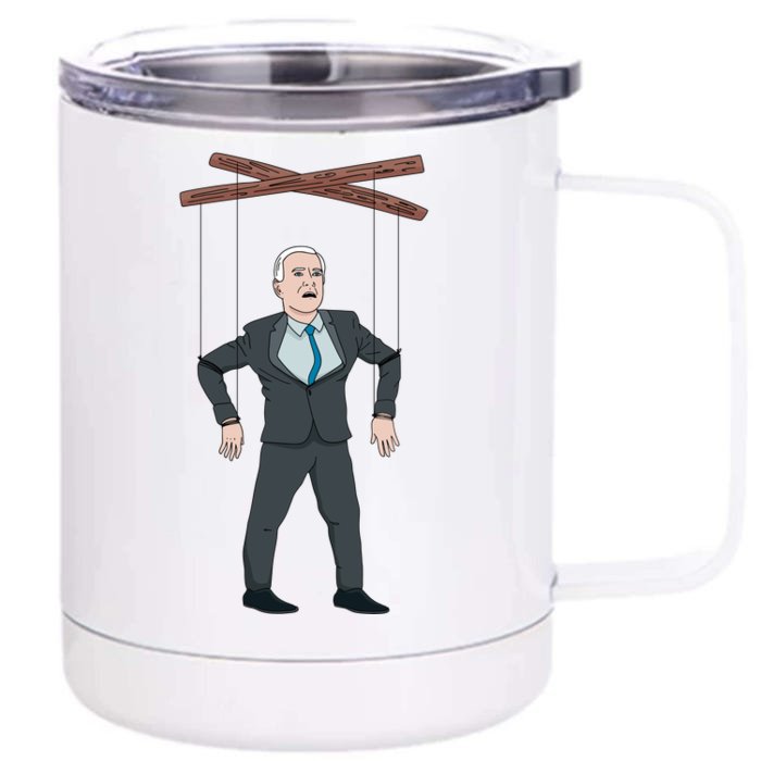 Confused Anti Joe Biden Puppet Funny Front & Back 12oz Stainless Steel Tumbler Cup