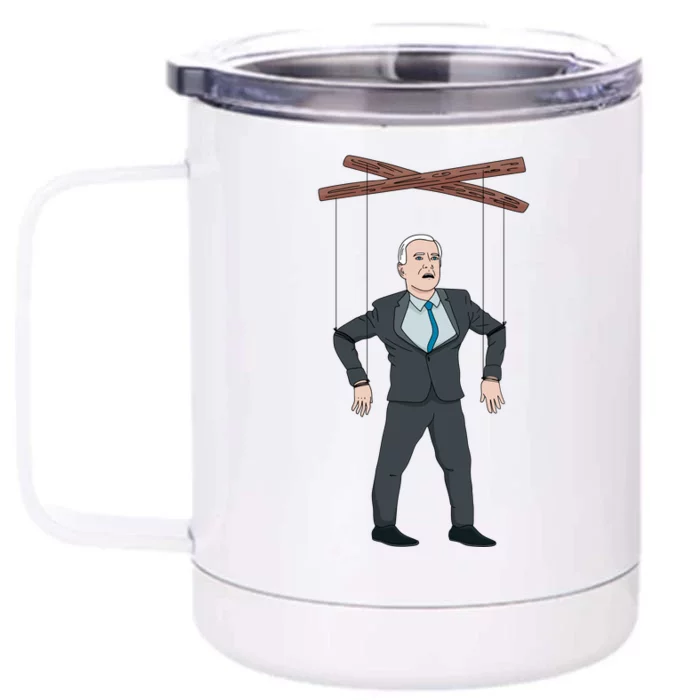 Confused Anti Joe Biden Puppet Funny Front & Back 12oz Stainless Steel Tumbler Cup