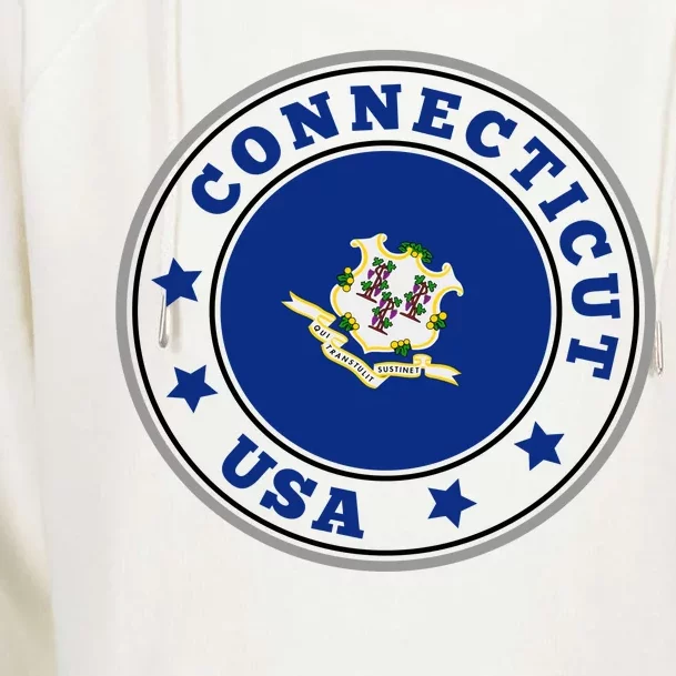 Connecticut State Flag Circle Womens Funnel Neck Pullover Hood