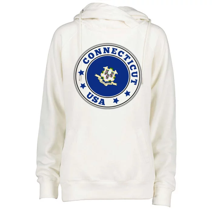 Connecticut State Flag Circle Womens Funnel Neck Pullover Hood